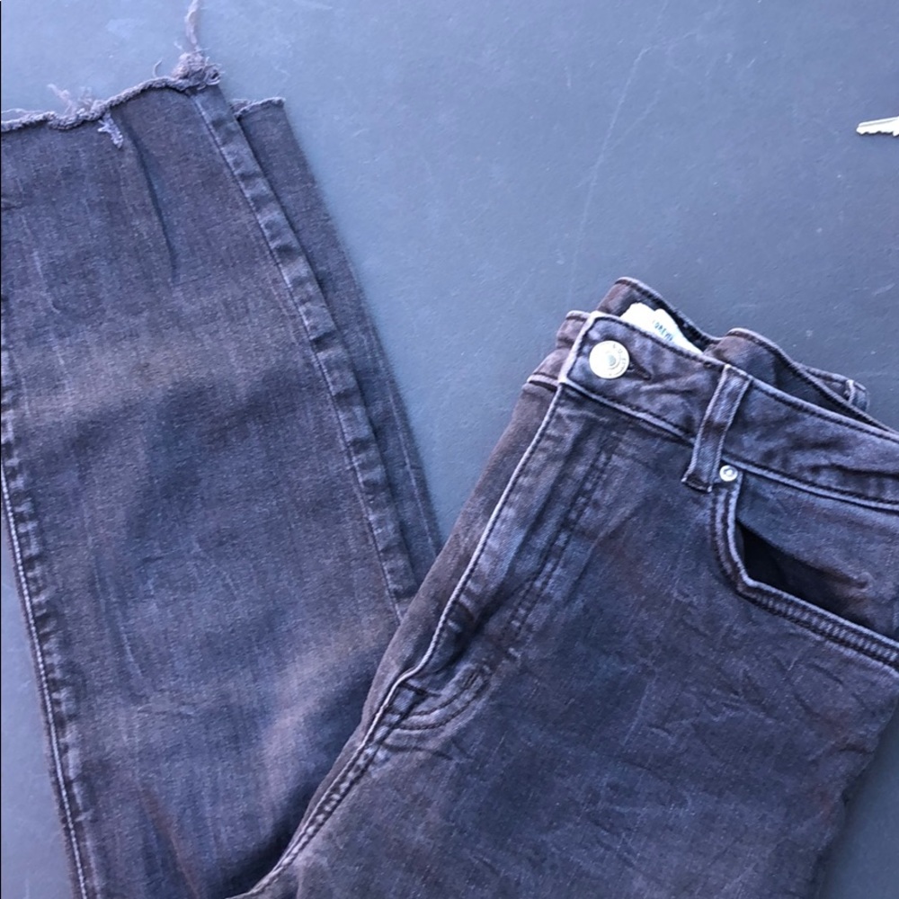 Forever 21 Frayed Distressed Black Jeans
